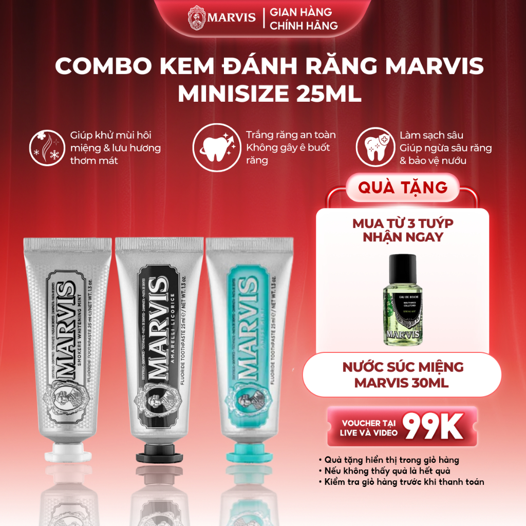 [1 Tuýp] Kem Đánh Răng MARVIS 25ML - Size Du Lịch Tiện Lợi