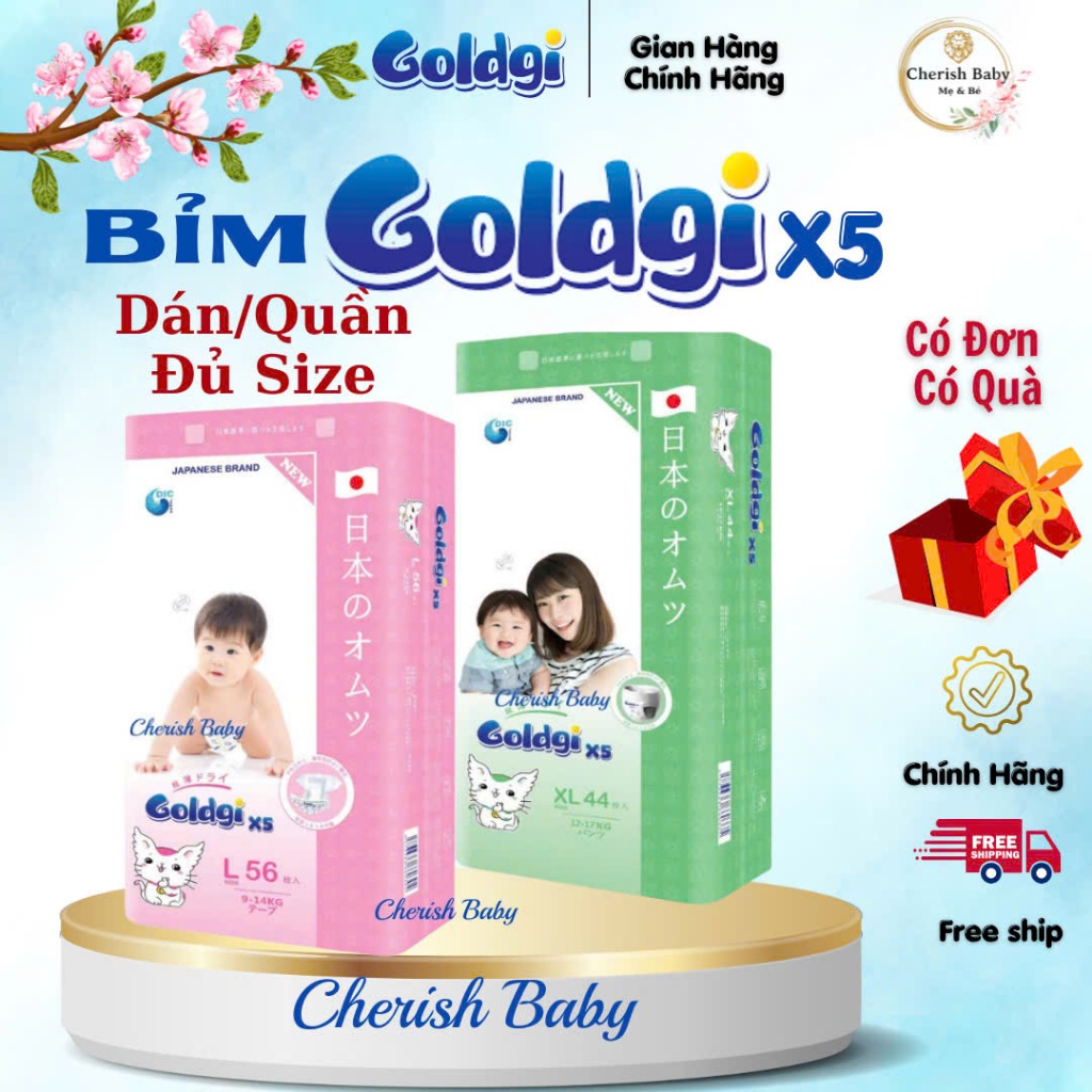 [Bản Mới Nhất] Bỉm Goldgi X5.Bỉm Quần, Dán X5 Thấm Hút Tốt. Đủ Size cho bé