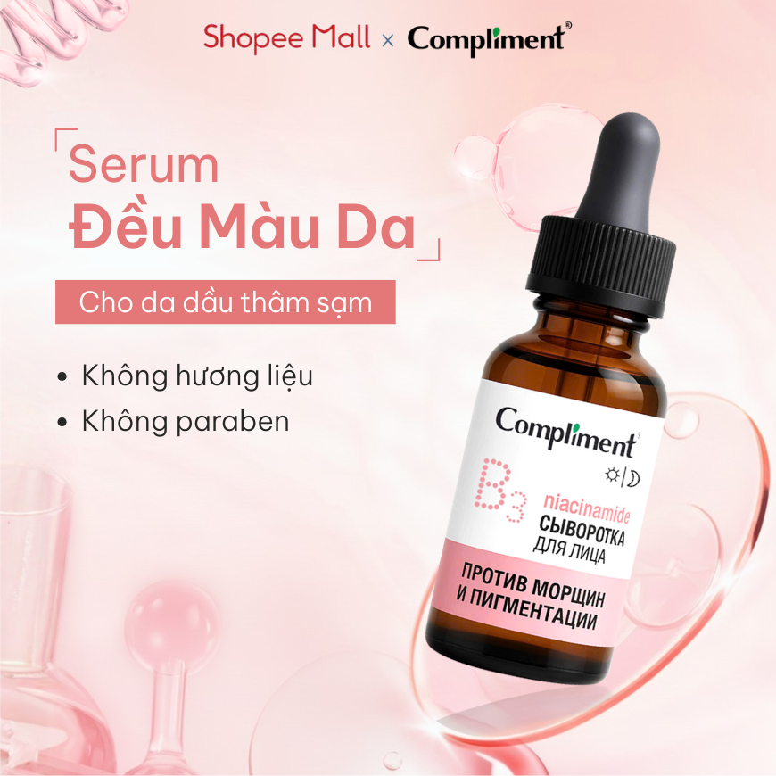 Serum Tinh chất Dưỡng Da Compliment B3 Anti-wrinkle Đều Màu, Kiềm Dầu, Dưỡng Ẩm, Trắng Sáng 27ml