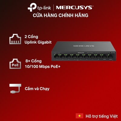 Switch Chuyển Đổi Mạng Mercusys MS110CMP 10 Cổng, Truyền Xa Đến 250m