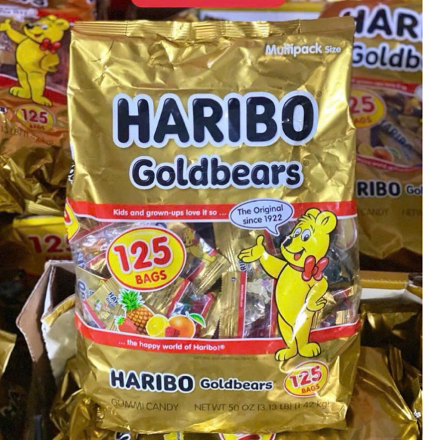 [Date 6/2026] Kẹo dẻo gấu Haribo, gói 1.42kg, túi 125 gói nhỏ.