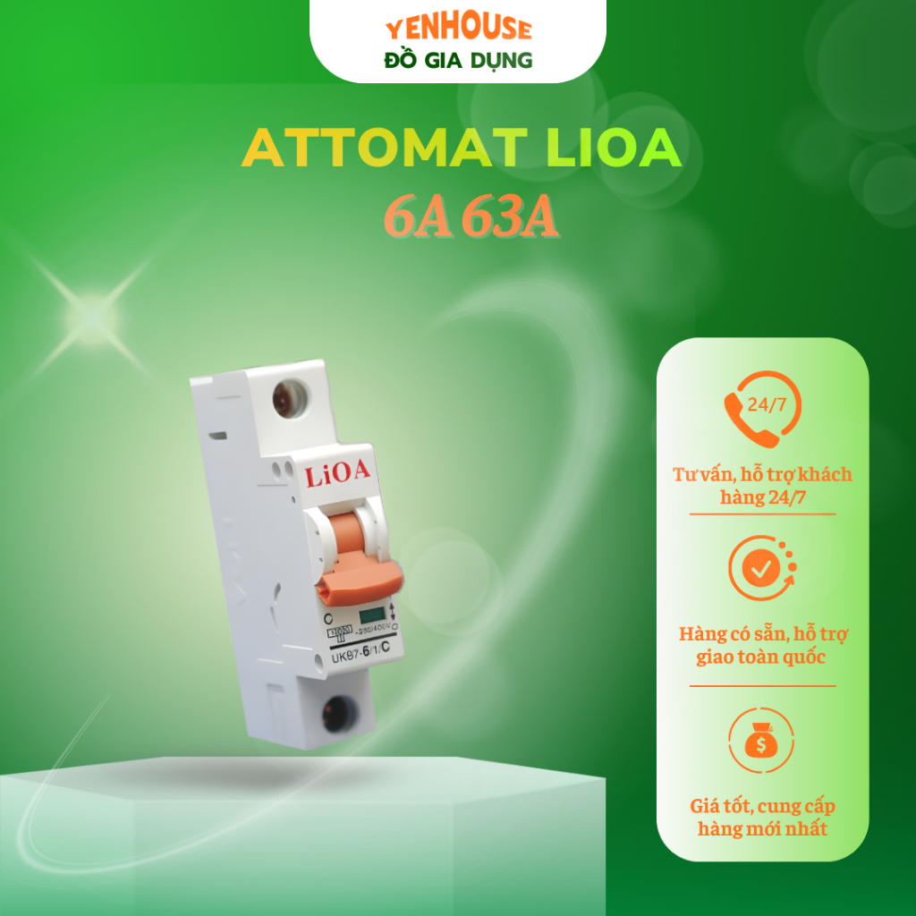 Attomat LiOA 1 Cực, Aptomat LiOA 6A 63A, CB Cóc LiOA, Hàng Chính Hãng