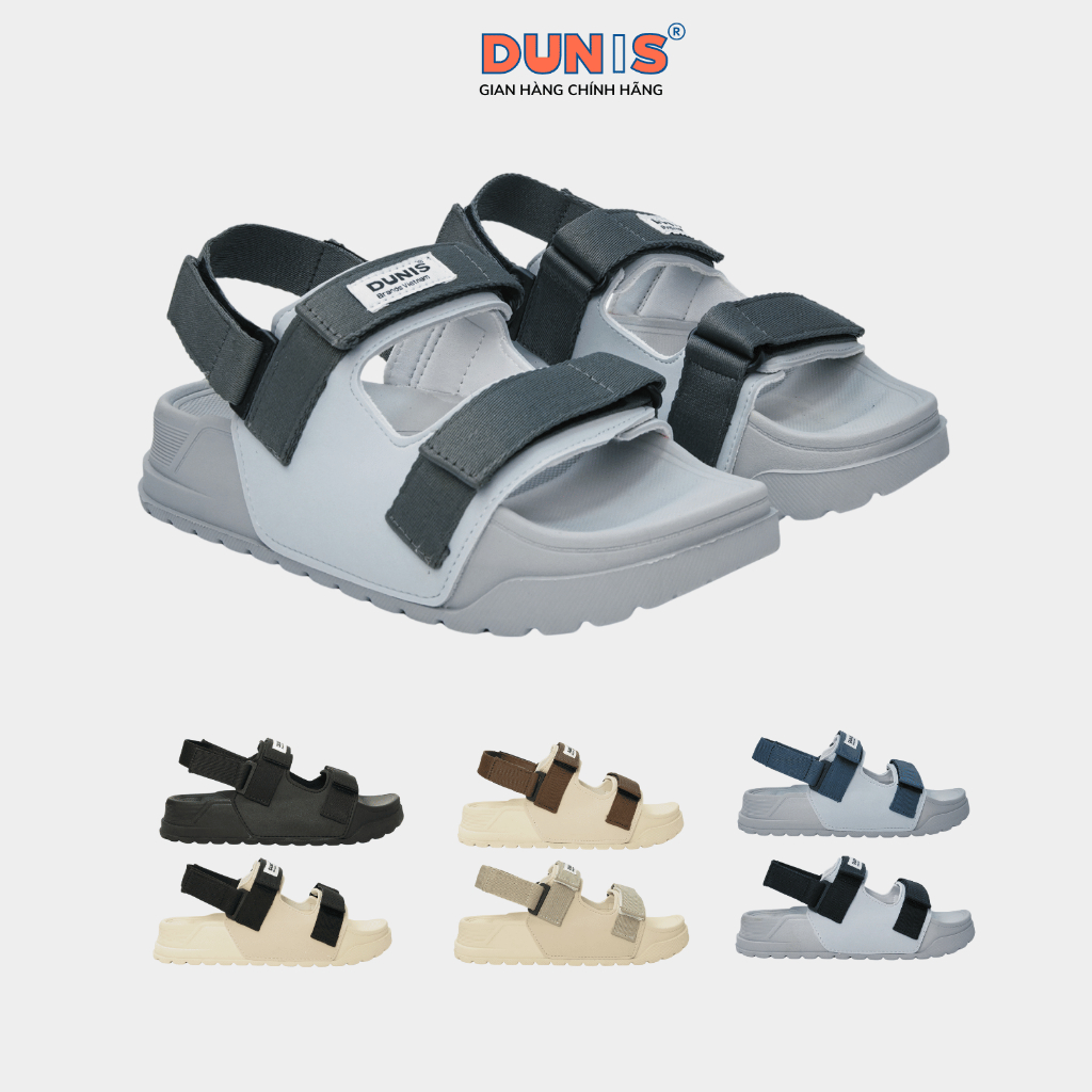 Giày sandal Nữ DUNIS Quai Ngang Đế Cao 4cm Siêu Nhẹ Êm Bền  DN977 - Xám Phối Xám