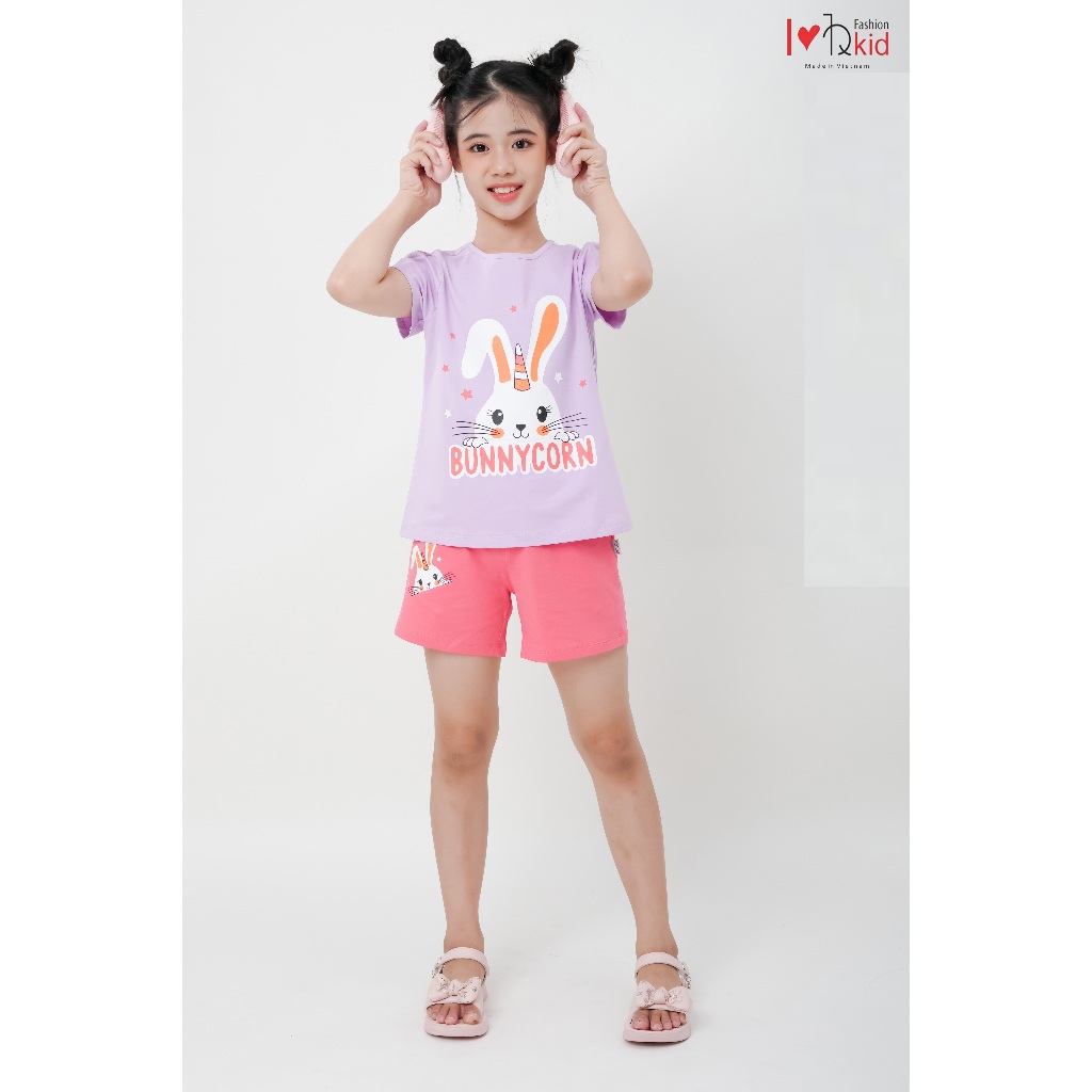 Hqlens Bộ Bé Gái 4-10 Tuổi Ngắn Tay Cotton Hình Thỏ Dễ Thương, Đồ Bộ Mặc Nhà/Đi Chơi Mùa Hè Thoáng M