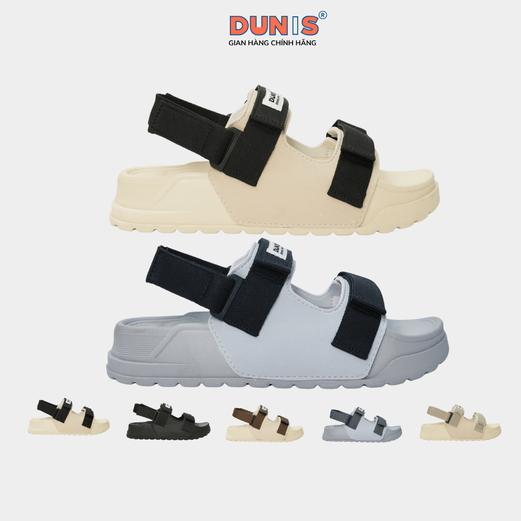 Giày sandal Nữ DUNIS Quai Ngang Đế Cao 4cm Siêu Nhẹ Êm Bền  DN977 - Xám Phối đen