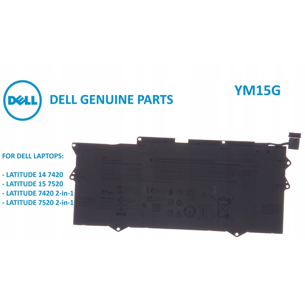 PIN DELL Dell Latitude 7420, 7420 2in1, 7520, 7520 2in1 YM15G 51Wh battery