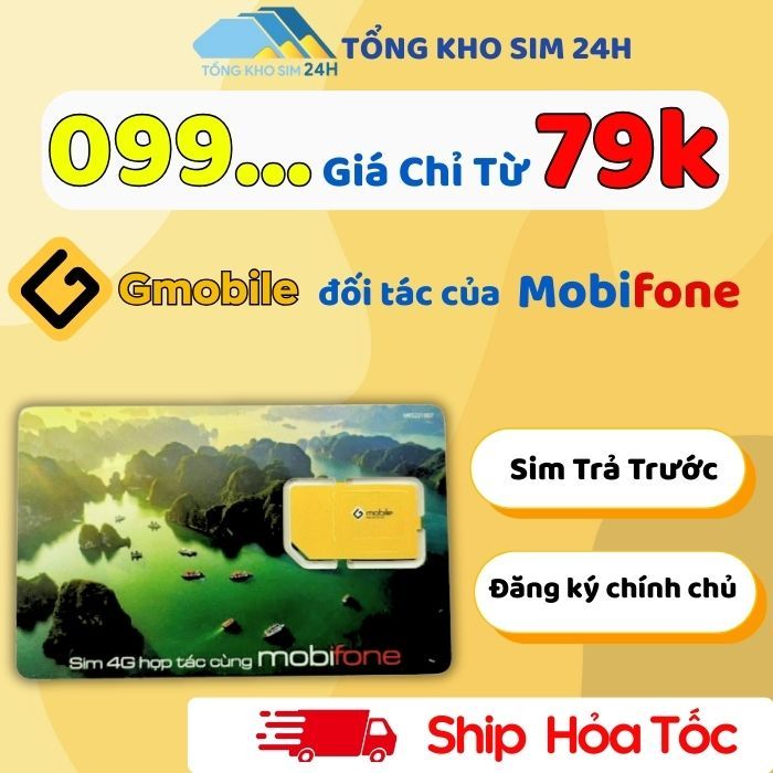 Sim GMOBILE Trả Trước, Sim số đẹp, Đầu 099, Sóng Mobifone, Sim giá rẻ chỉ 79k, lắp vào dùng luôn