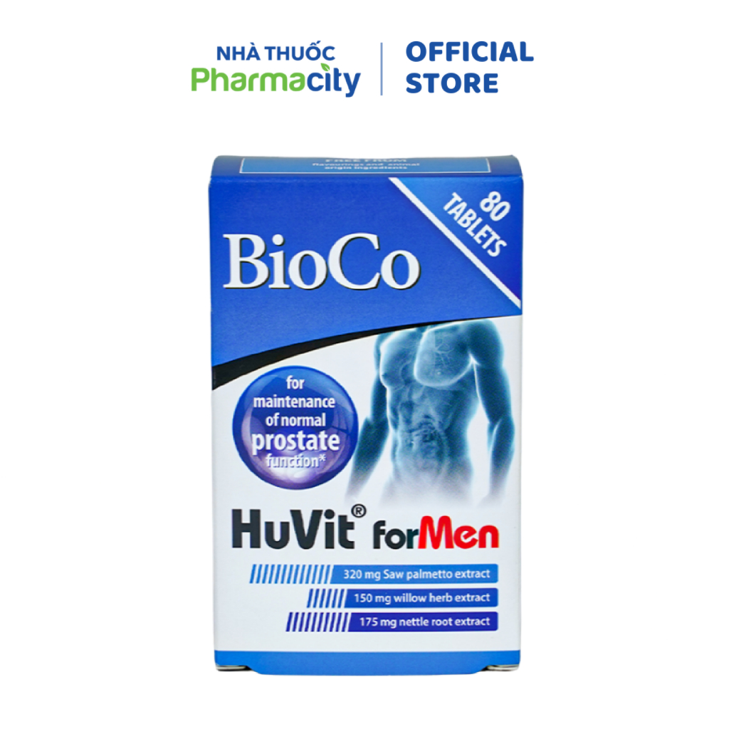 Thực phẩm bảo vệ sức khỏe Bioco Huvit Hỗ Trợ chức năng Tuyến Tiền Liệt (4 Vỉ x 20 Viên)