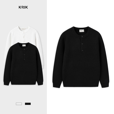 Áo Len Nam KRIK Form Regular Chất Len Mềm Mại Thiết Kế Henley Cúc Gỗ Tạo Điểm Nhấn AL3597