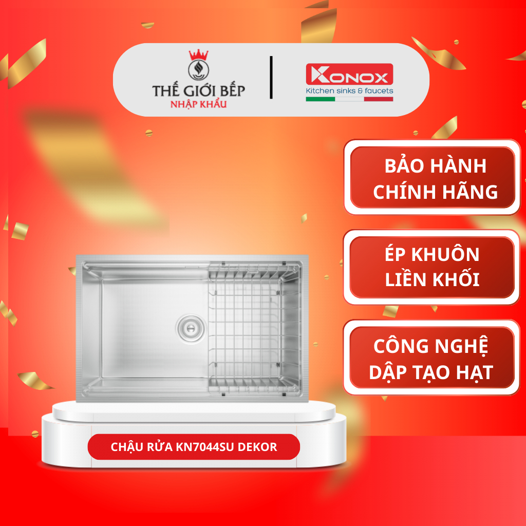 Chậu Rửa Chén Konox KN7044SU Dekor – Bồn Rửa Inox Dày, Có Xả Đáy Cao Cấp