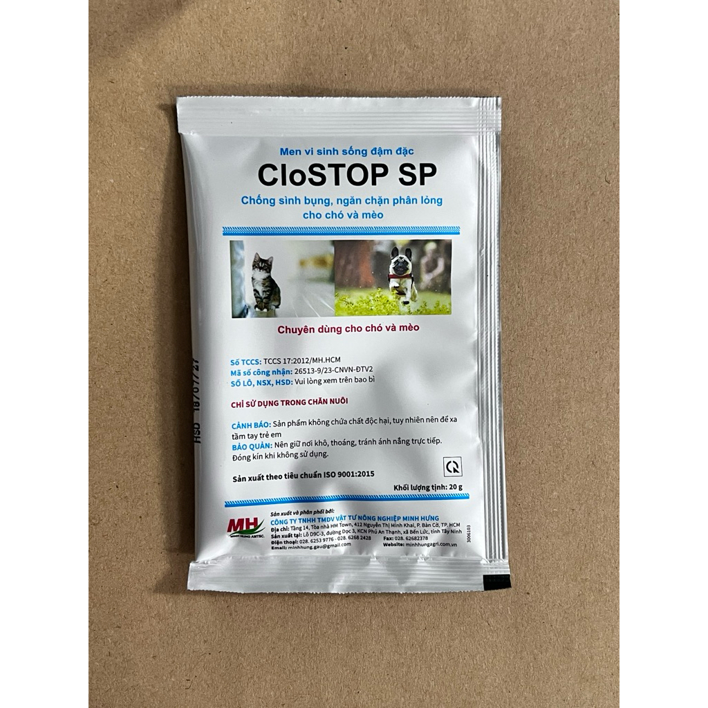 CLOSTOP SP 20g - Men vi sinh sống đặc trị tiêu chảy, kích thích tiêu hóa cho chó mèo
