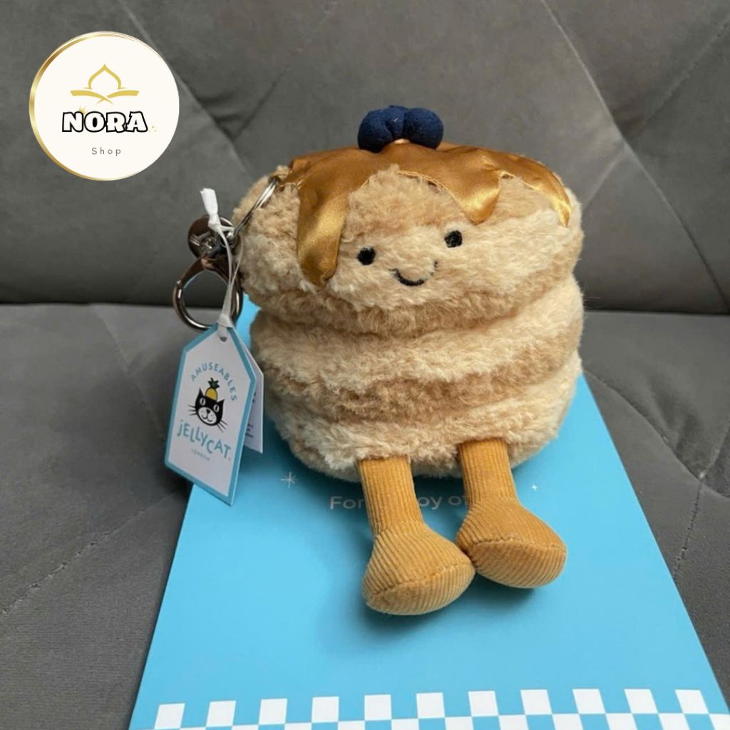 (Hàng Dư) JELLYCAT Amuseables Fran Pancake Bag Charm - Móc Khoá JELLYCAT Bánh Sinh Nhật US Full Tag 