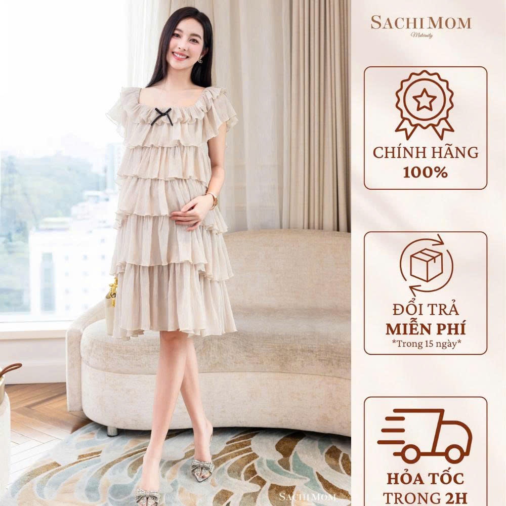 Đầm Bầu SACHIMOM - Váy Bầu Cổ Vuông Babydoll FLEUR DRESS