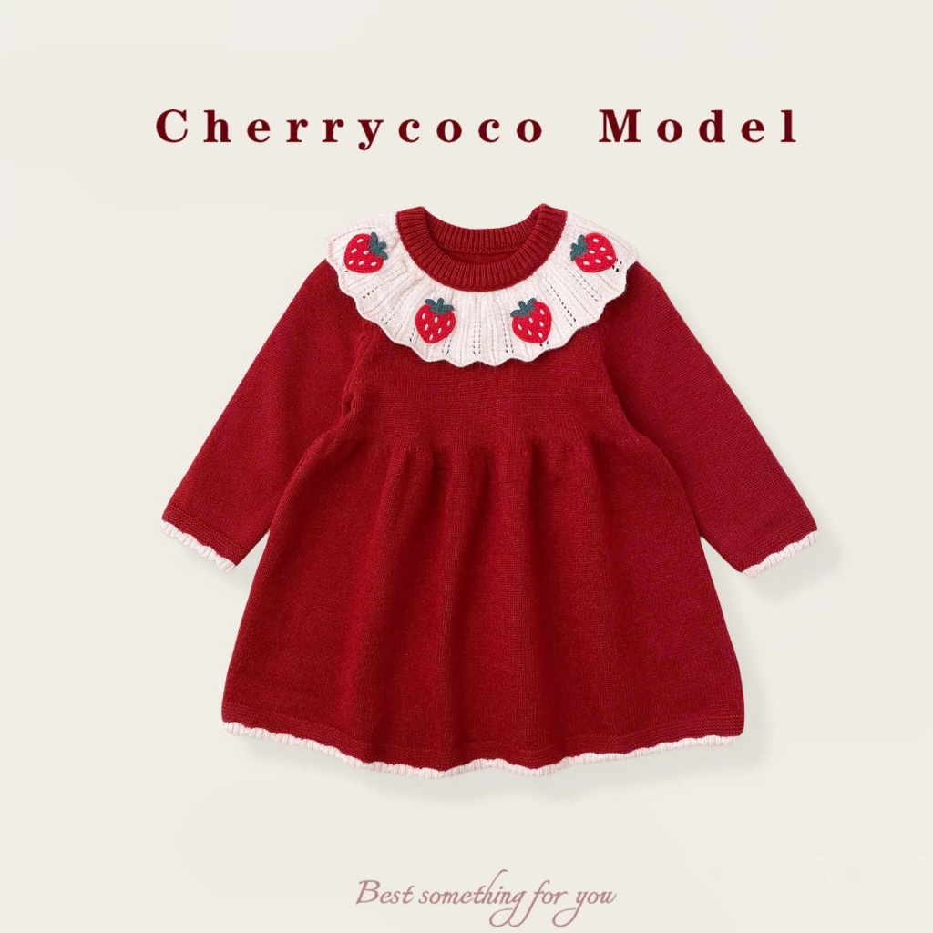 (HÀNG CAO CẤP) Váy LEN Cherry Coco Đỏ Cherry (hàng chính hãng)