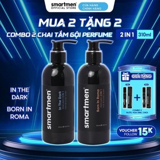    MUA 2 TẶNG 2  Combo 2 Sữa Tắm Gội Nam 2IN1 Hương Nước Hoa Smartmen 310ml làm sạch dưỡng ẩm giảm mụn lưng cho nam 