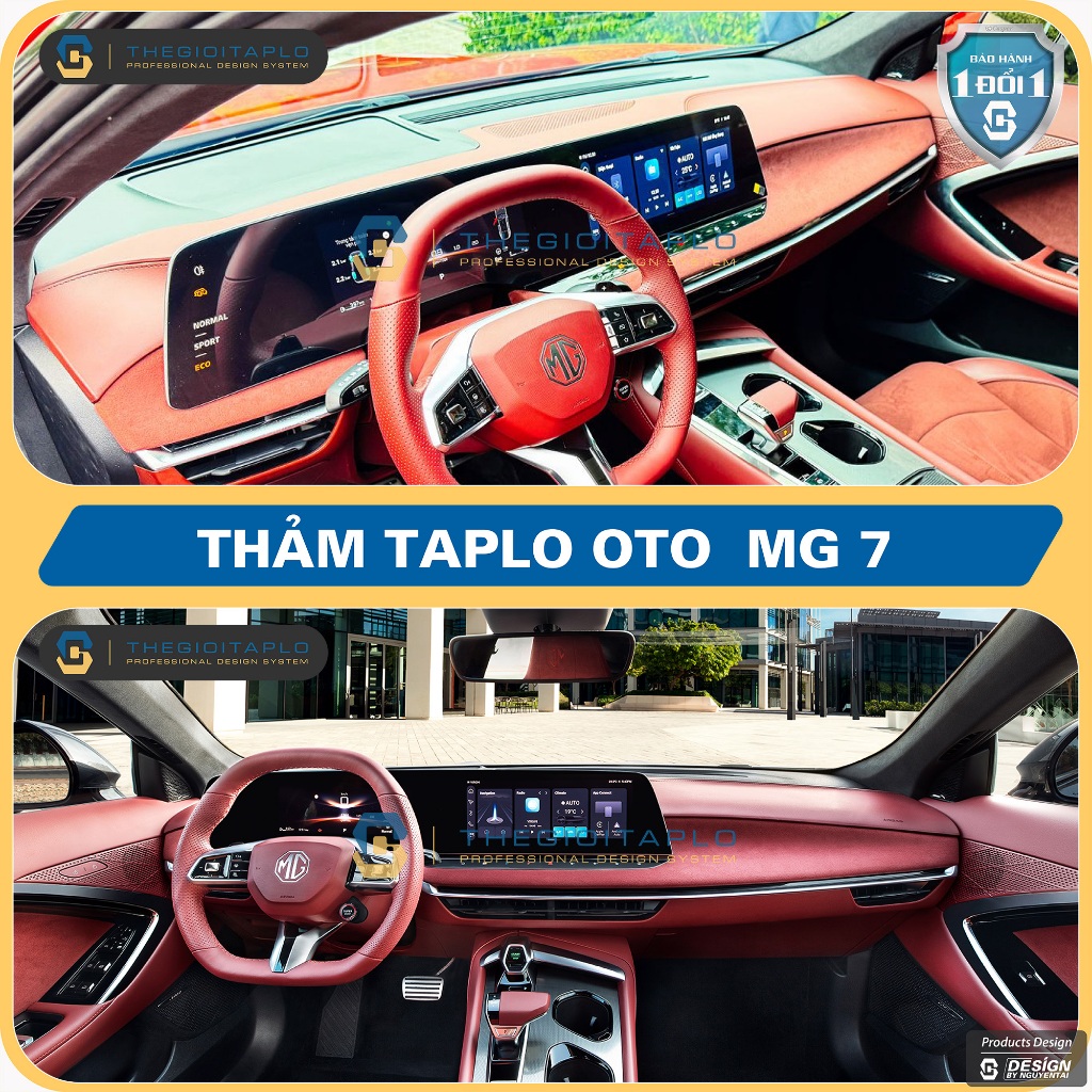 [MG 7] Thảm taplo oto da Nano Blockers UV, 3D Flare, Nhung lông tuyết viền Ziczac chống cong vênh