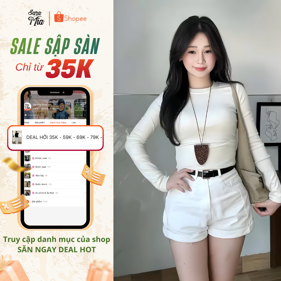 Quần jean nữ ngắn SARAMIA, quần short nữ cạp cao ống xắn gấu dáng chữ A màu trắng đen vải bò S13 | BigBuy360 - bigbuy360.vn