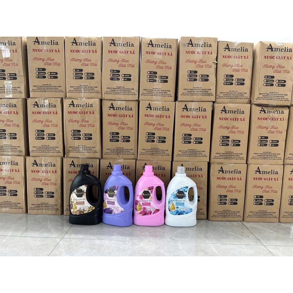 com bo 4 chai nước giặt xả AMELIA 2in1
