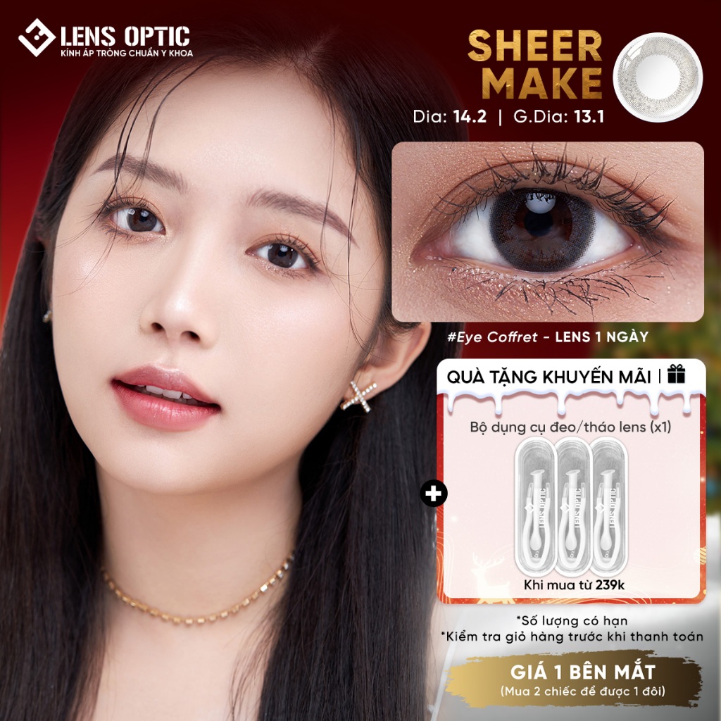 Kính áp tròng 1 ngày SEED Eye Coffret 1 Day UV màu Sheer Make – Lens xám trong trẻo - LENS OPTIC