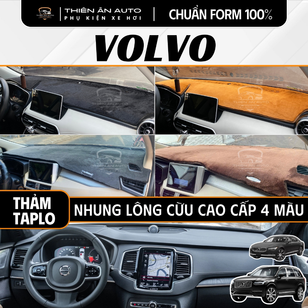 Thảm Taplo Nhung Lông Cừu VOLVO S90, CX90, XC 40, Thảm Phủ Taplo Cao Cấp 4 Màu Chuẩn Form, Dày Dặn, 