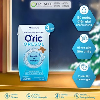  Lốc 3 Hộp O’RIC ORESOL  - Nước Uống Công Thức Vi Chất Bù Nước Và Điện Giải  200ml Hộp  