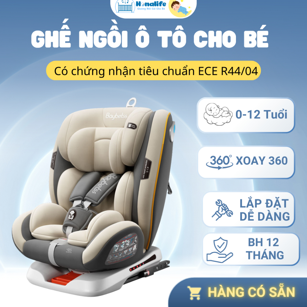[Hàng Có Sẵn] Ghế ngồi ô tô cho bé xoay 360 độ đạt tiêu chuẩn Châu âu, Isofix tem chứng nhận đầy đủ