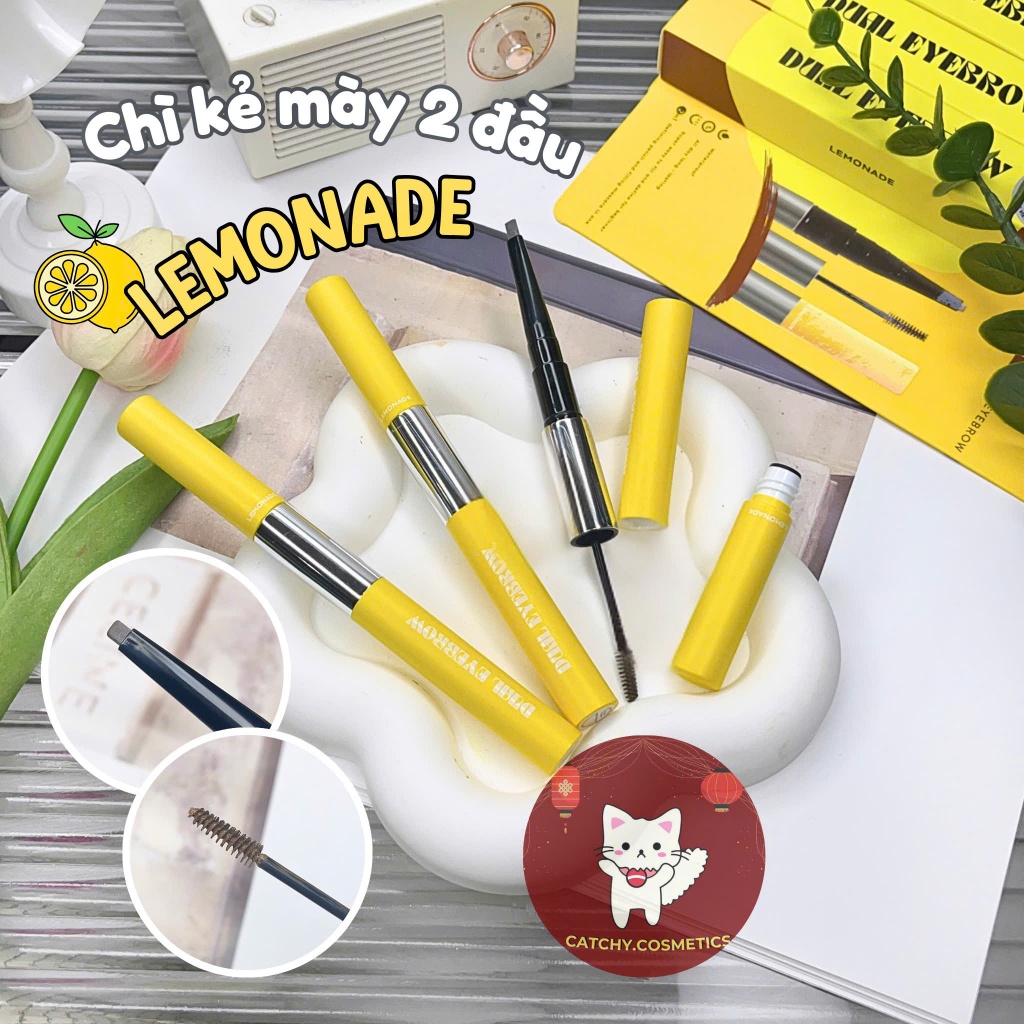 [LEMONADE] Chì Kẻ Chân Mày Lemonade 2 Đầu Kèm Mascara Lông Mày 2in1 Vỏ Vàng, 2.75g