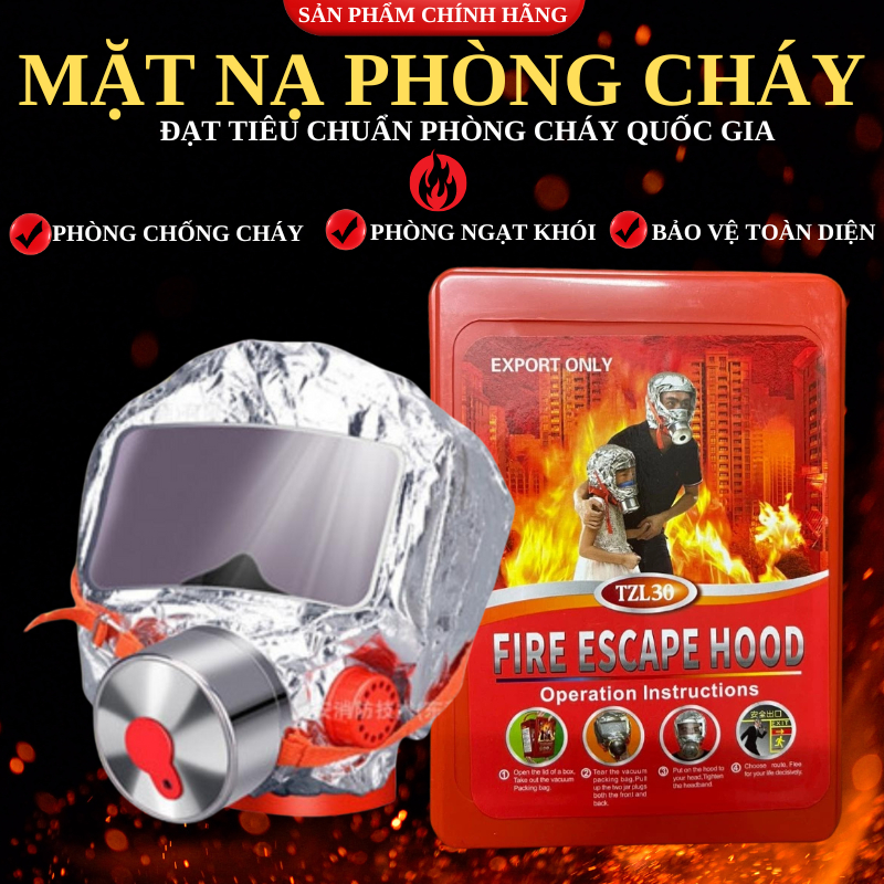 Mặt Nạ TZL30 Phòng Cháy, Khói Độc Tiêu Chuẩn Quốc Gia, Mặt Nạ Thoát Hiểm, Phòng Ngạt Khói 40 Phút