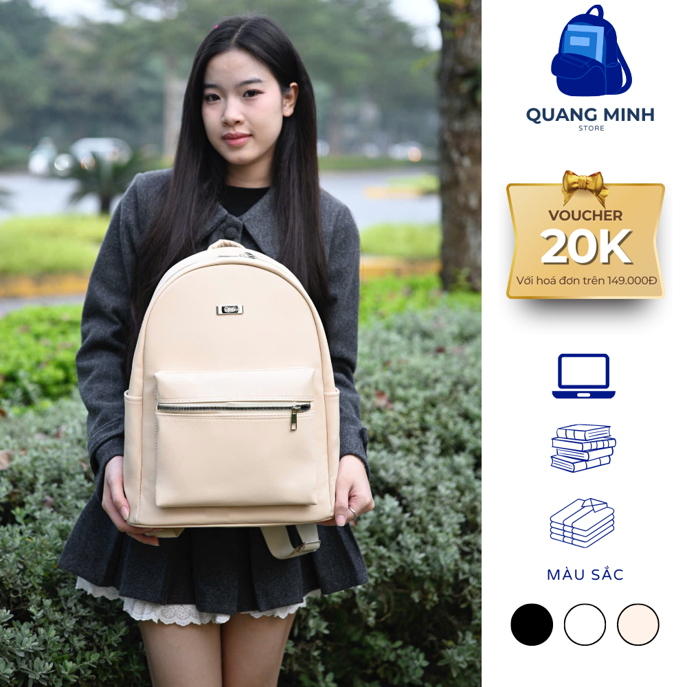 [MẪU MỚI] Balo da PU trơn mịn phong cách unisex, balo đi học chống thấm nước vừa laptop 16.5inch