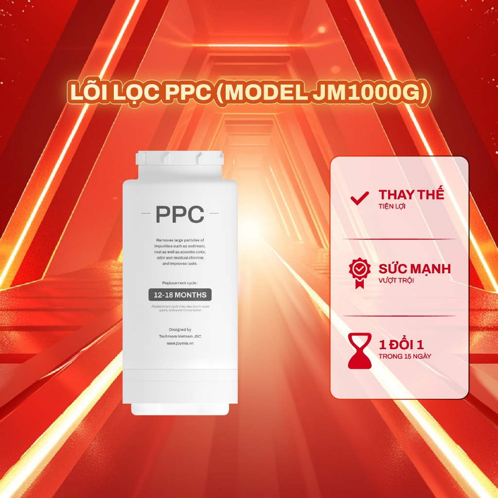 Lõi Lọc Joymie PPC tương thích Máy lọc nước Joymie JM1000G, máy lọc nước dễ dàng tự thay thế