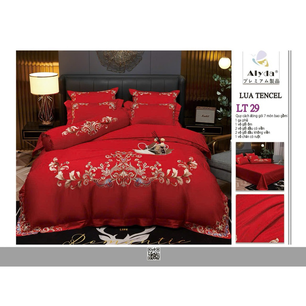 Set Chăn Ga Gối Lụa ALyda “ Trần Bông “ (set 7 món)