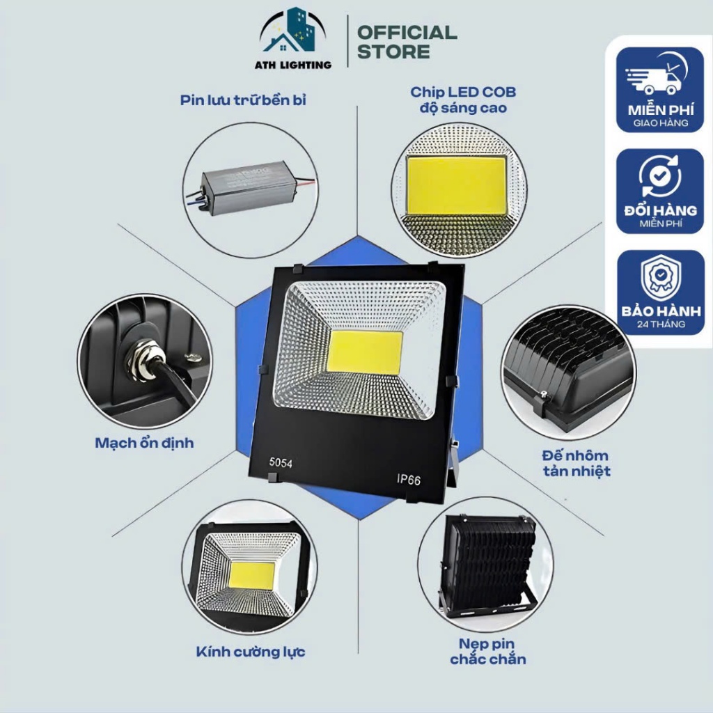  Đèn Pha Led Ngoài Trời 50w 100w 200w ATH LIGHTING Chiếu Sáng Sân Vườn Biển Quảng Cáo Kho Bãi Nhà Xưởng Công Trình 