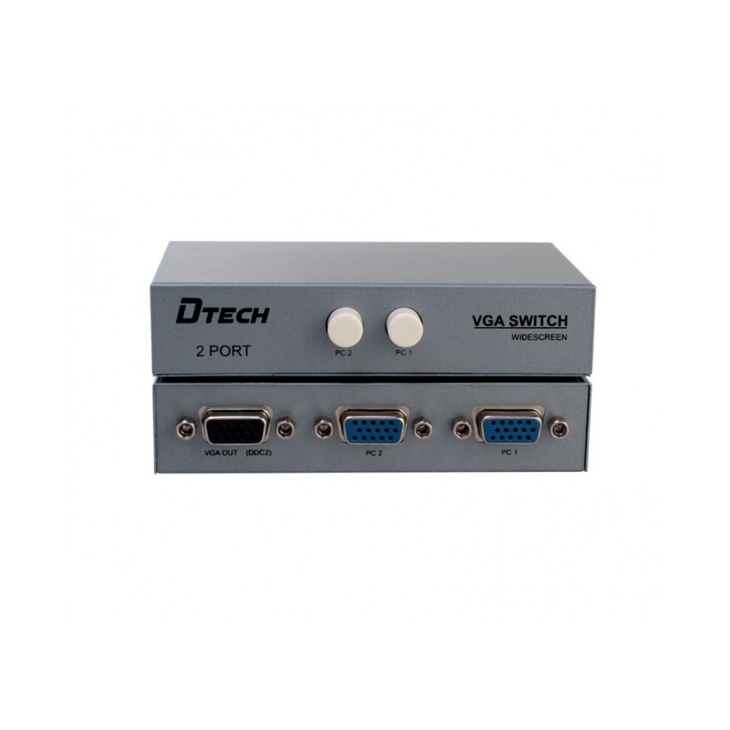 Hub 2 CPU dùng chung 1 VGA.Bộ chuyển mạch 2 PC dùng chung 1 màn hình.Có nút chuyển hình. Hub 2CPU ra