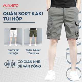  Quần short nam kaki cao cấp HAVADOSHOP túi hộp dáng lửng màu trơn basic phong cách thể thao C4 mới 