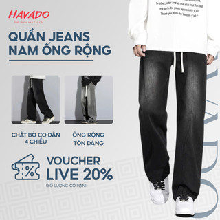  Quần jean nam HAVADOSHOP form baggy ổng rộng dáng suông màu trơn basic chất bò co dãn 4 chiều lên form đẹp C5 mới 