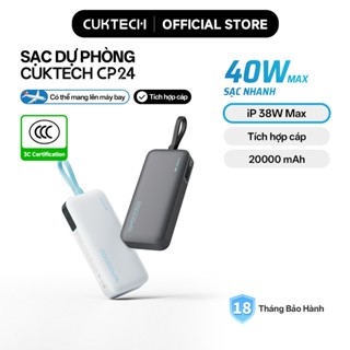  【Ưu Đãi Khai Trương CUKTECH Pin Dự Phòng 20000mAh Sạc Nhanh 40W – Tích Hợp Dây Hỗ Trợ iP 38W   Xiaomi 33W —— CP24 Power 
