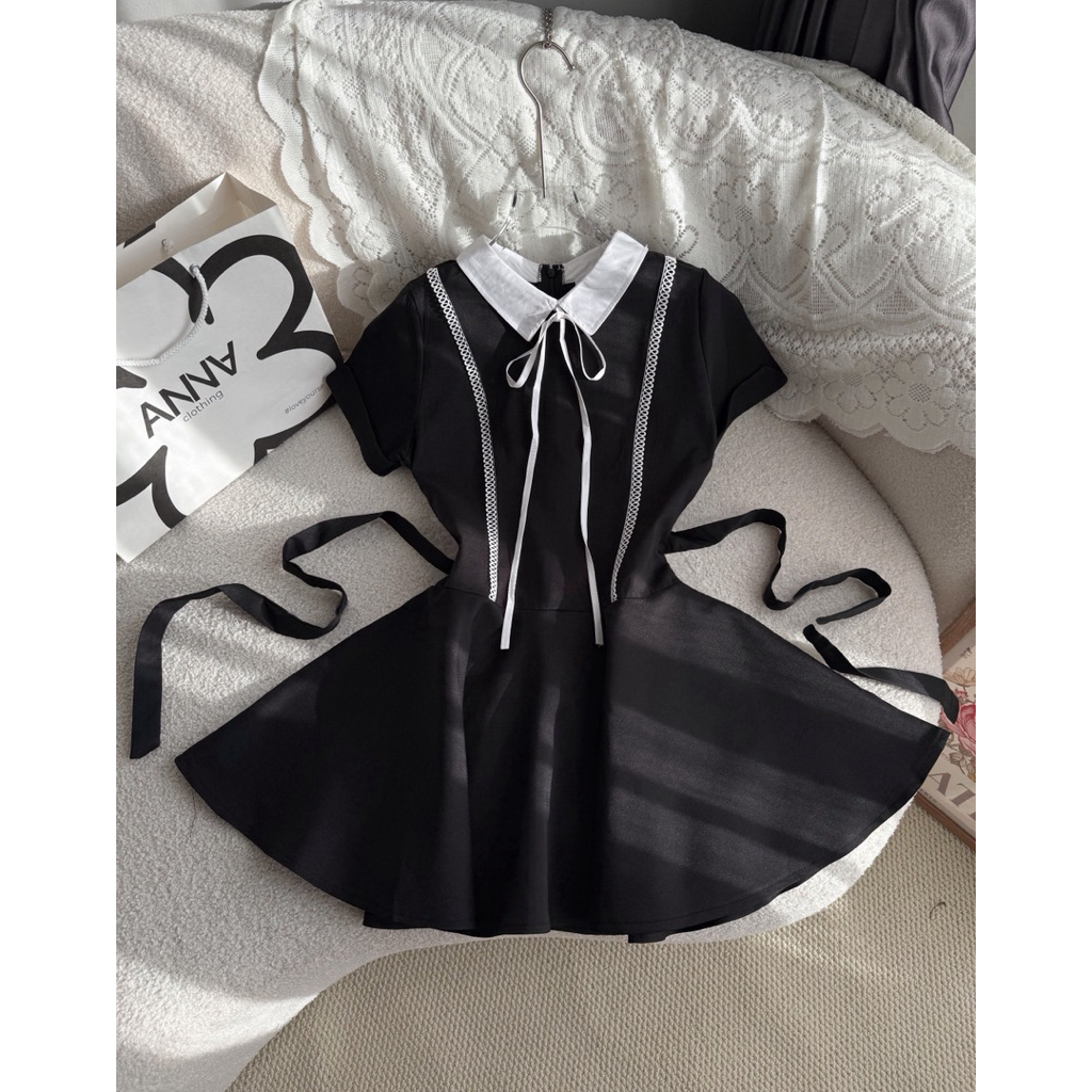 Đầm Kiểu Nữ Phối Cổ Trắng Viền Ren Anna - Naomi Dress