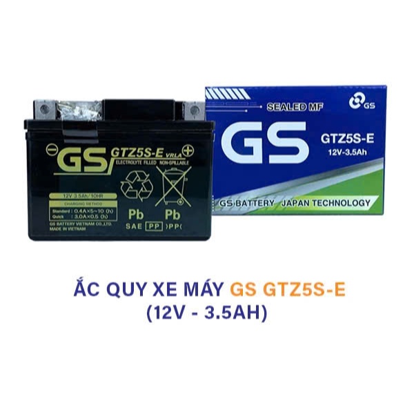 Bình Ắc Quy Xe Máy GS GTZ5S-E (12V-3.5ah) Chính Hãng Công Nghệ Nhật Bản