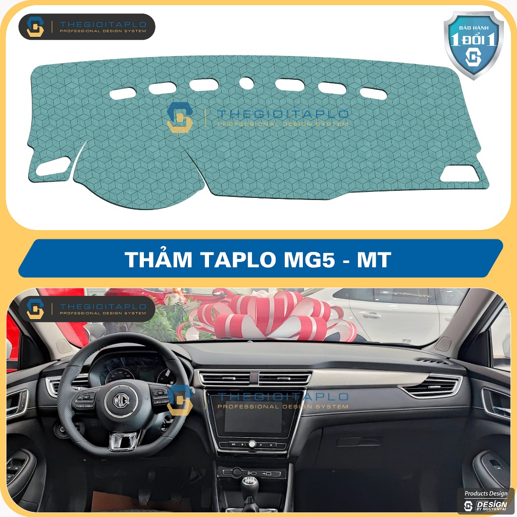 [MG5  MT] Thảm taplo oto da Nano Blockers UV, 3D Flare, Nhung lông tuyết viền Ziczac chống cong vênh
