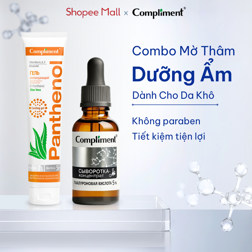 Combo Serum HA + Kem Dưỡng B5 Compliment Cấp Ẩm, Làm Dịu, Phục Hồi Da Khô Nhạy Cảm