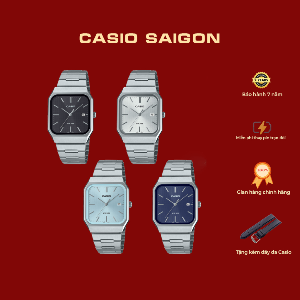 (Chính Hãng) Đồng Hồ Casio MTP-B185D Dây Kim Loại Size 40mm-Tặng Kèm Dây Da-Bảo Hành 7 năm