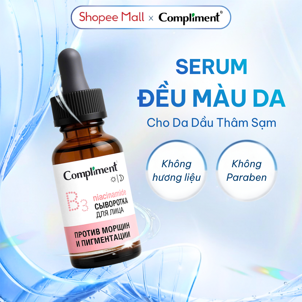 Serum Tinh chất Dưỡng Da Compliment B3 Anti-wrinkle Đều Màu, Kiềm Dầu, Dưỡng Ẩm, Trắng Sáng 27ml