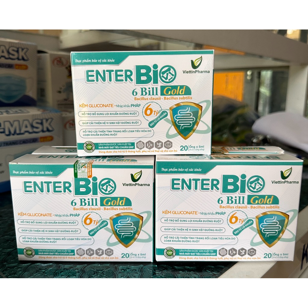 Men ENTER BIO 6 Bill Gold (hộp 20 ống) hỗ trợ cải thiện tình trạng rối loạn tiêu hóa