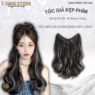  Tóc kẹp dải nửa đầu highight xoăn- Tóc kẹp chữ U light 