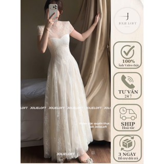  Váy nữ dự tiệc trắng kem thiết kế Stella Long Dress JOLIE LOFT đầm dáng dài sang trọng đi chơi đi tiệc 