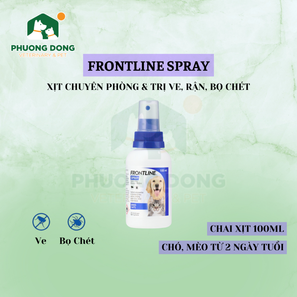 Frontline Spray - Chai xịt chuyên phòng ve, rận, bọ chét cho chó, mèo - 100ml
