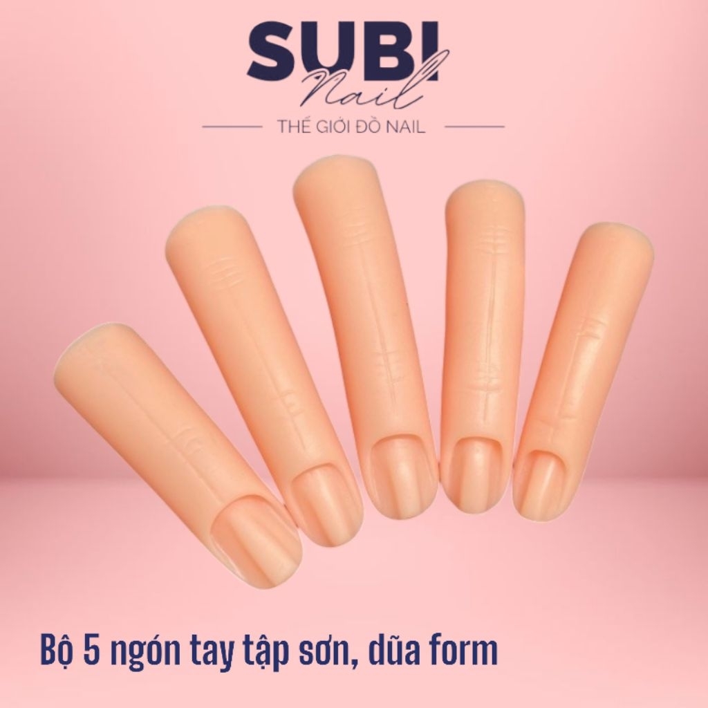 Bộ 5 ngón tay giả silicon thực hành nail - Set 5 ngón tay giả cho học viên nail luyện tập dũa form m