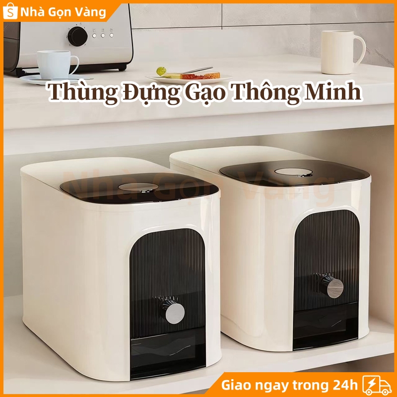 Thùng gạo thông minh/Xô đựng gạo nhà bếp Thùng bảo quản thực phẩm hạt dày đa năng Bình đựng gạo kín PET và PP 10L/20L