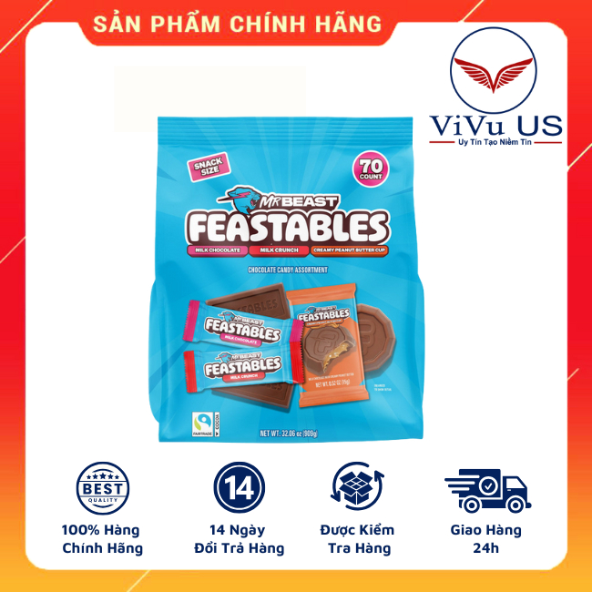 Kẹo Socola Mrbeast Frestables Mix Pack Mỹ 70 thanh mini [ DATE 7/2026 ]