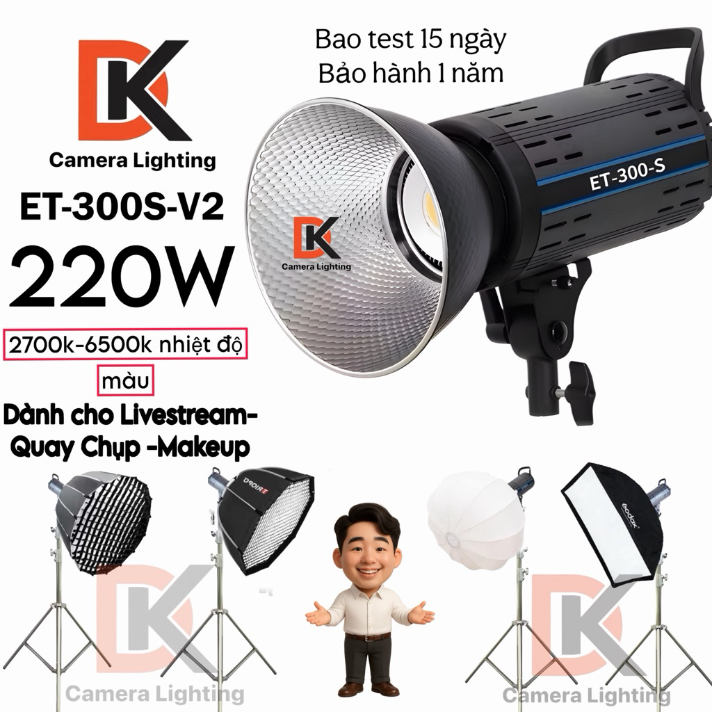 Đèn LED LIVESTREAM ET-300S (et300) mark 2 - V2 (et300pro) BI-COLOR 220W Hàng Chính Hãng Bảo Hành 12 
